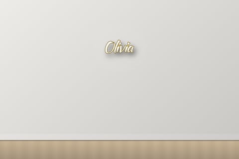 LED letter sign reading Olivia on a white wall