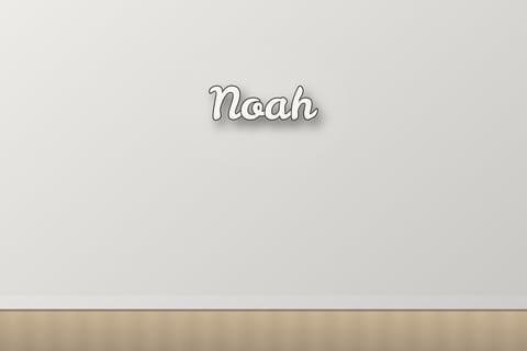 LED letter sign reading Noah on a white wall