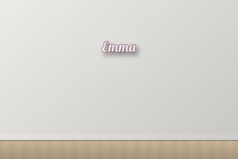 LED letter sign reading Emma on a white wall